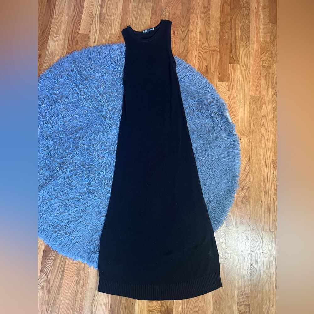 Zara Black Woven Sleeveless Linen Blend Maxi Dress Size S